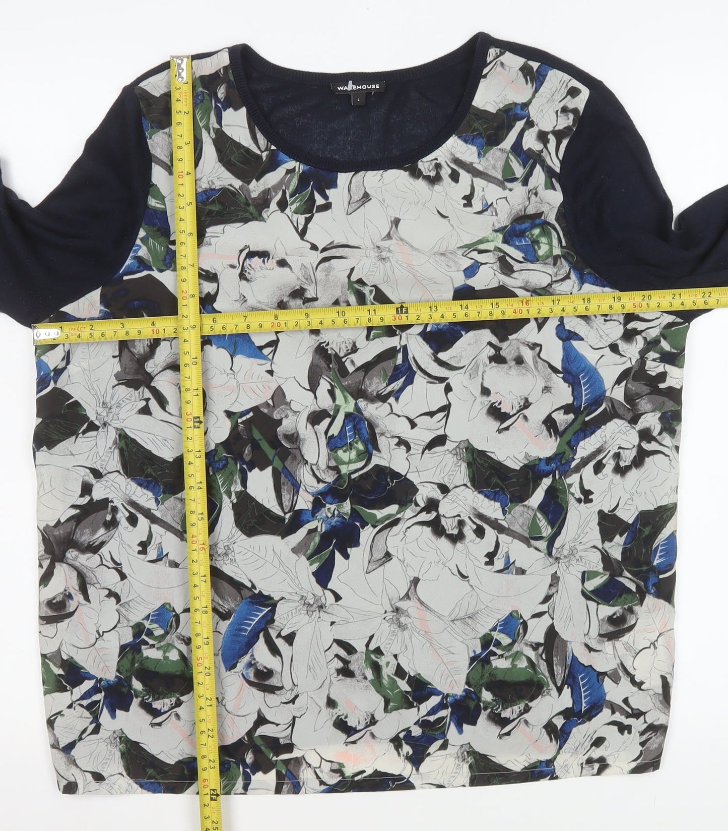 Warehouse Womens Multicoloured Floral Long Sleeve Blouse Size L