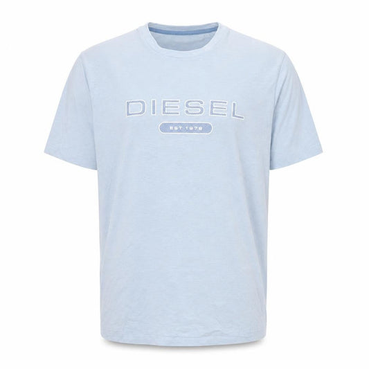 Diesel Men's Blue Cotton Logo T-Shirt Medium Crew Neck