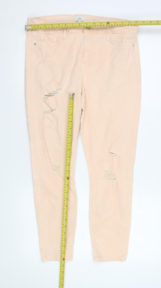 River Island Women’s Beige Distressed Skinny Jeans Size 16