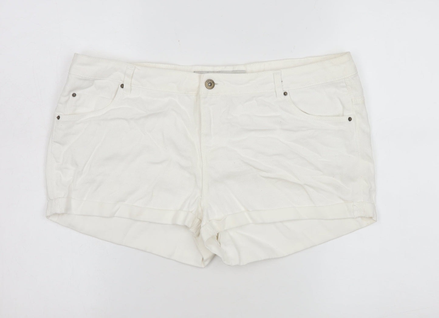 Denim Co. Women’s White Cotton Stretch Chino Shorts Size 18