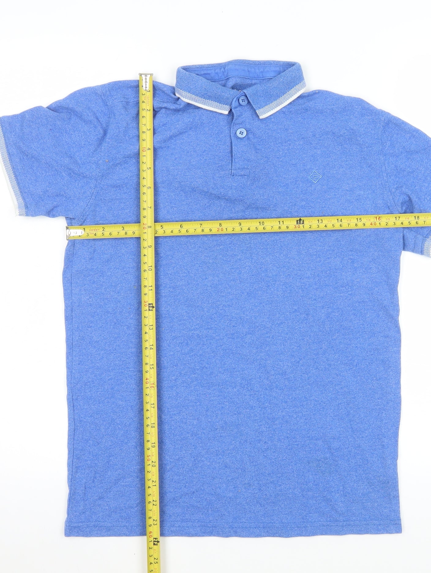 Primark Men's Blue Cotton Blend Short Sleeve Polo Shirt Size S