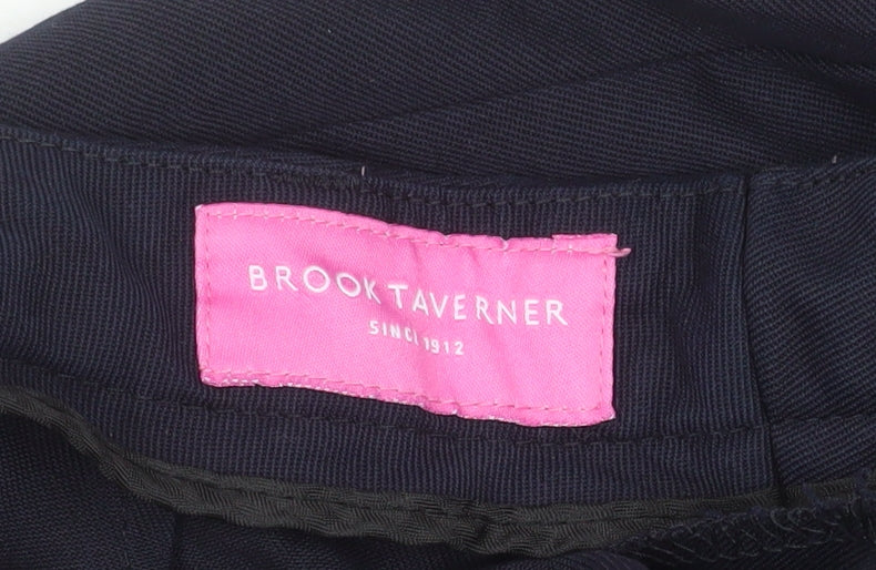 Brook Taverner Men's Blue Regular Fit Dress Trousers 12L