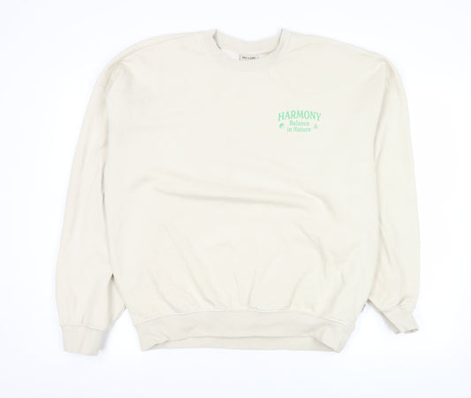 ONLY & SONS Men's Beige Graphic Sweatshirt M Fleece Crew Neck