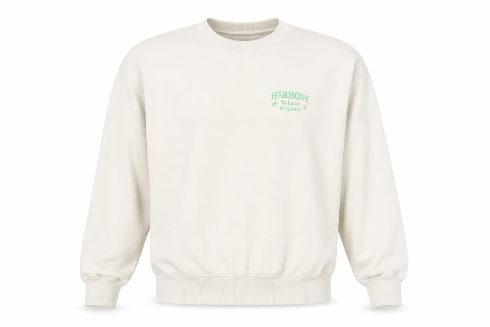 Front view of Only & Sons Men's Beige Graphic Sweatshirt M Fleece Crew Neck
