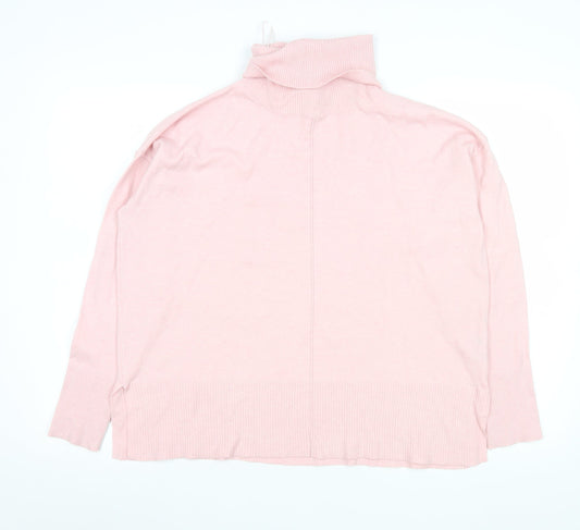 Dunnes Stores Womens Pink Roll Neck Pullover Jumper Medium