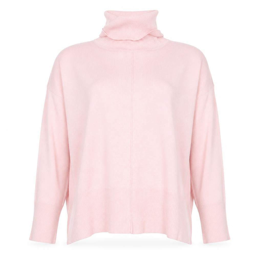 Front view of Dunnes women’s pink roll neck jumper medium