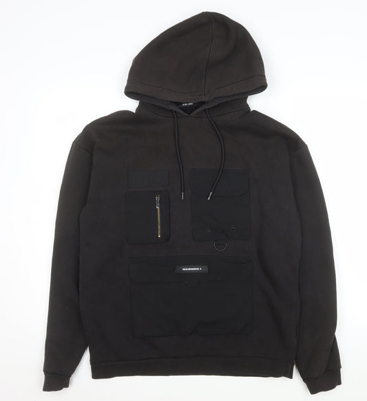 Black Squad Men's Black Pullover Hoodie Relaxed Fit M Streetwear