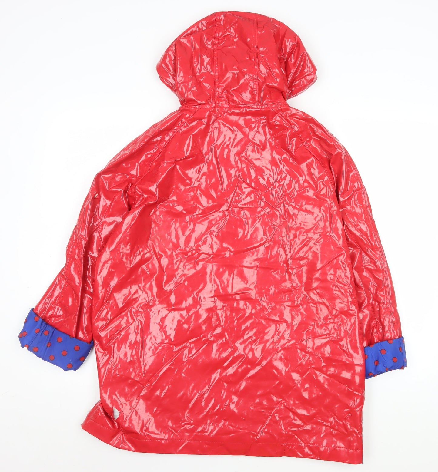 Denim Co Women's Red Waterproof Rain Coat L Hooded Mid-Length