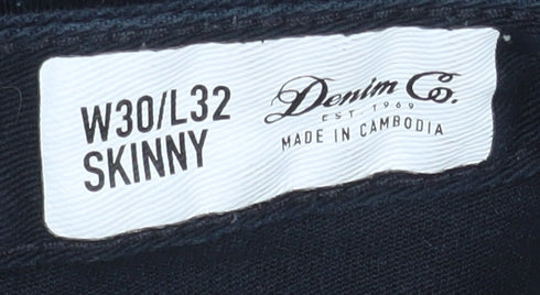 Denim Co Women Black Skinny Jeans W30 L32 Cotton Elastane