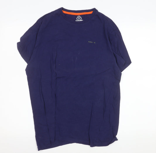 Azzurri Blue 100% Cotton Basic Crew Neck T-Shirt L Unisex