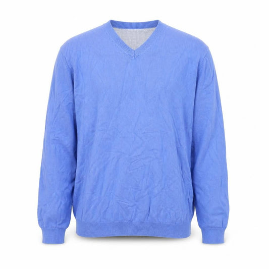 Marks and Spencer Men's Blue V-Neck Regular Fit XL Knit Sweatshirt