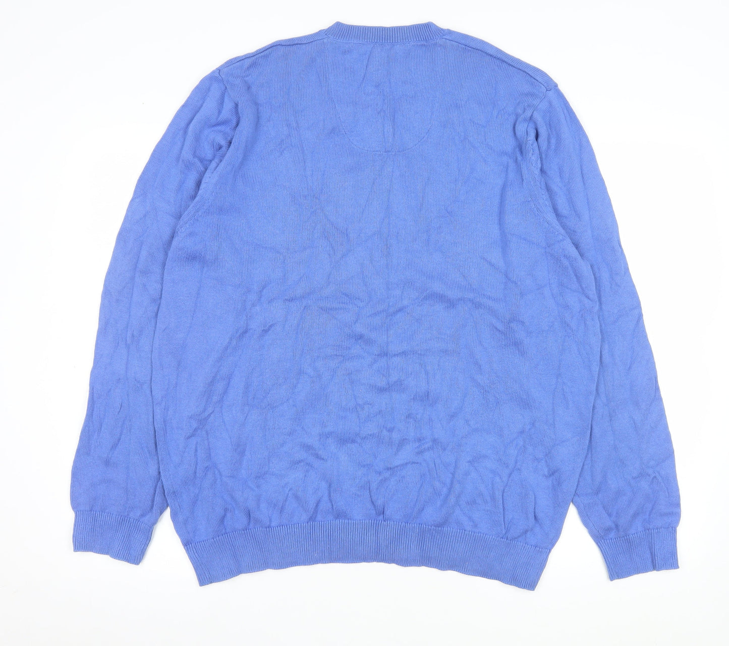 Marks and Spencer Men's Blue V-Neck Regular Fit XL Knit Sweatshirt