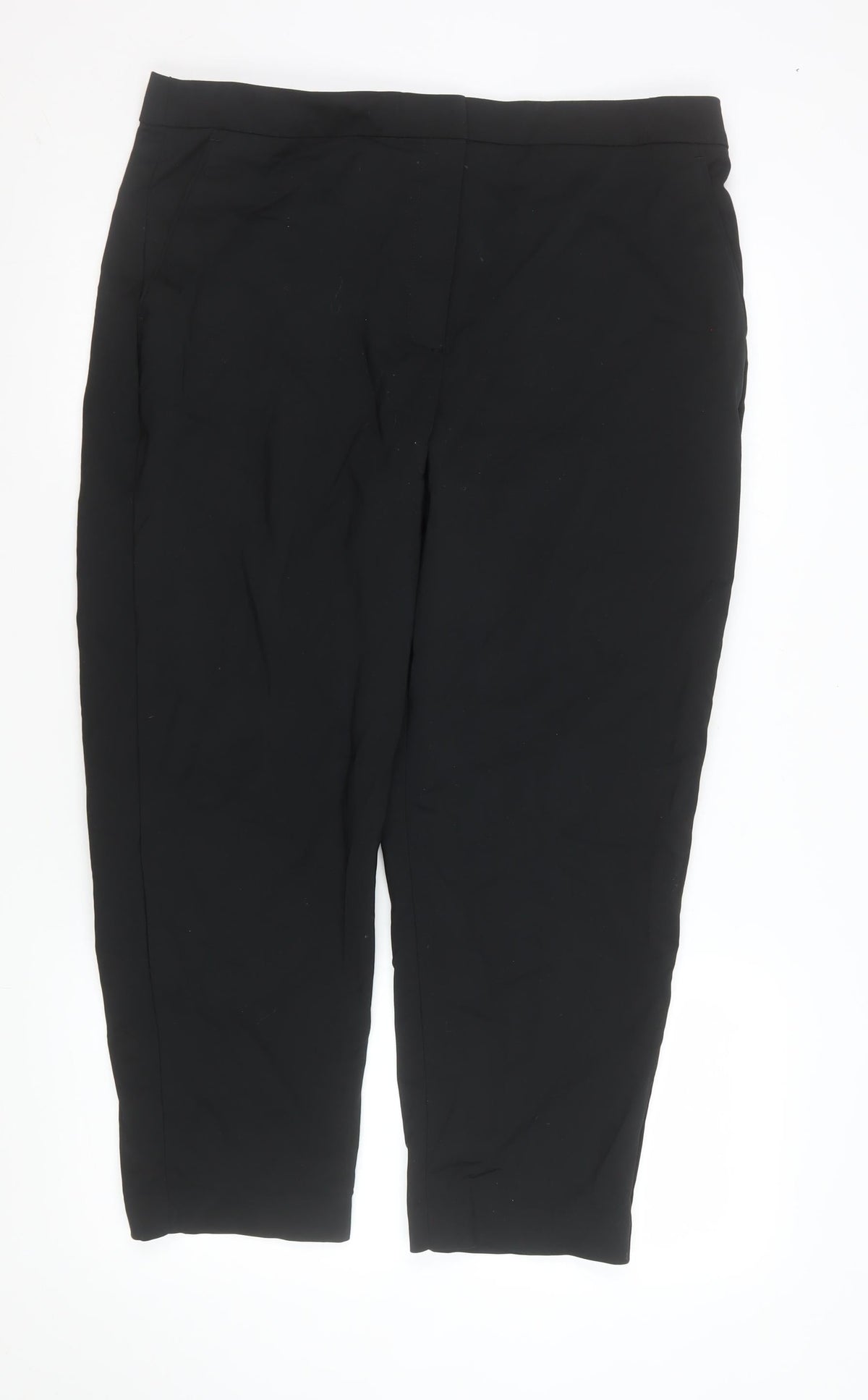 Additional front view of Marks & Spencer Men’s Black Regular Fit Stretch Trousers, size 18