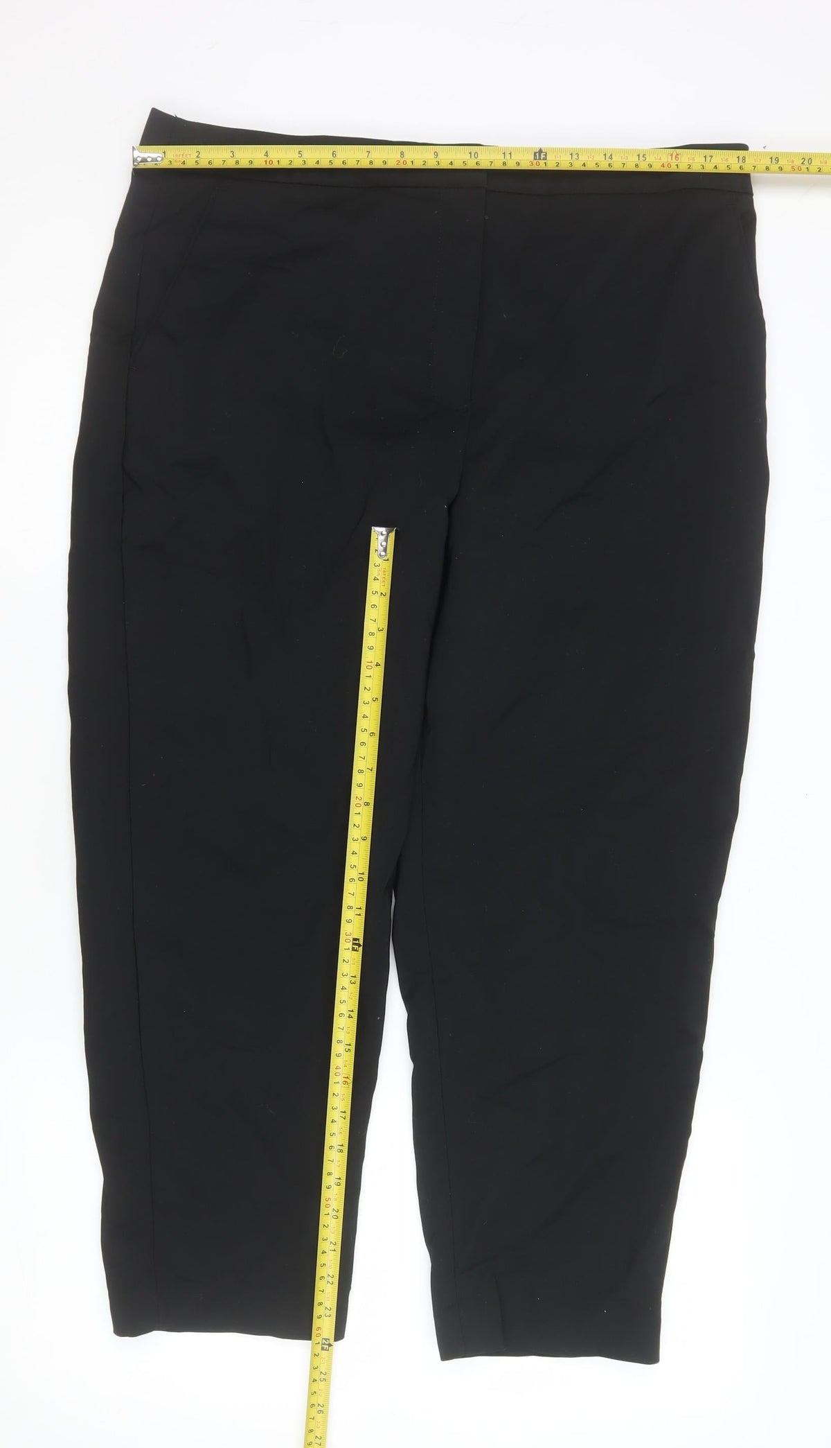 Back view of Marks & Spencer Men’s Black Regular Fit Stretch Trousers, size 18