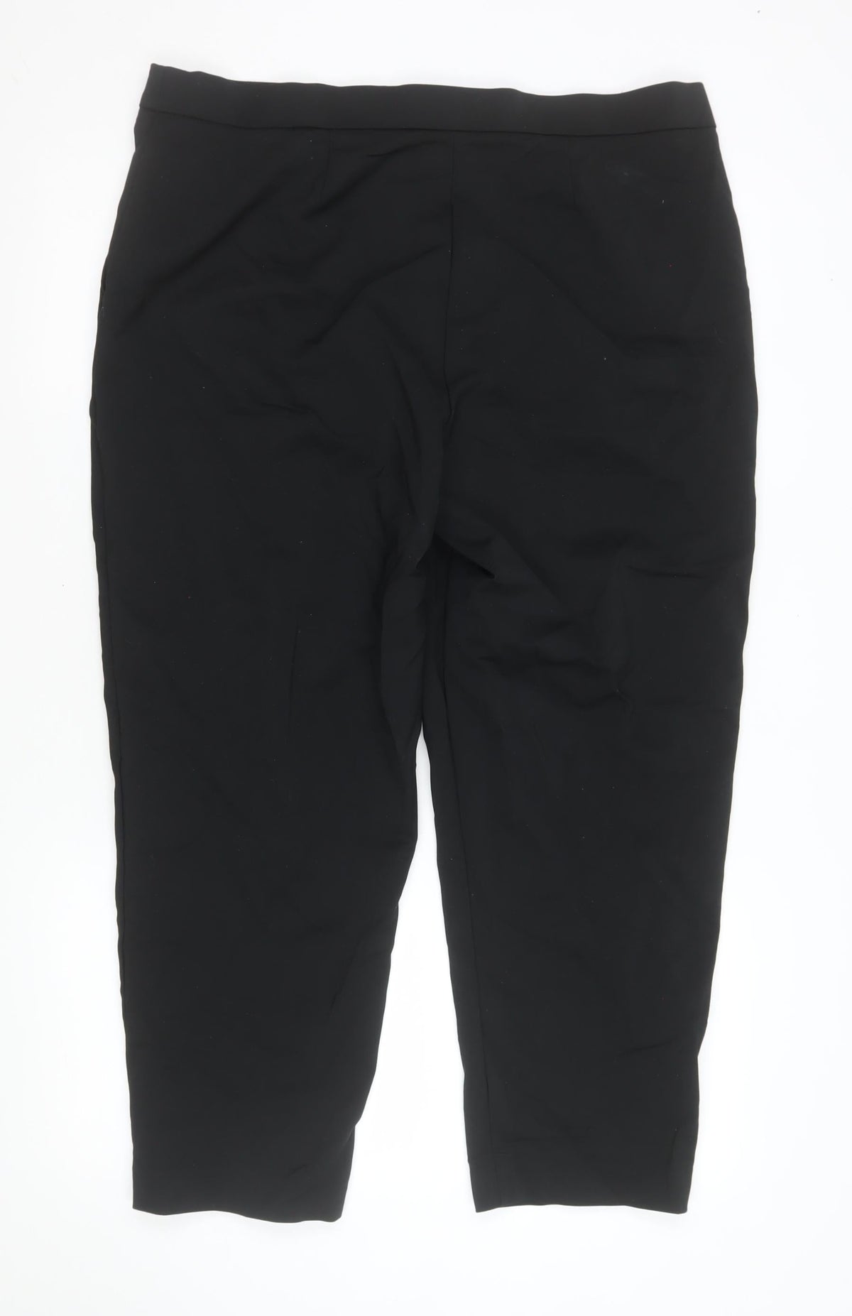 Close-up detail of Marks & Spencer Men’s Black Regular Fit Stretch Trousers, size 18