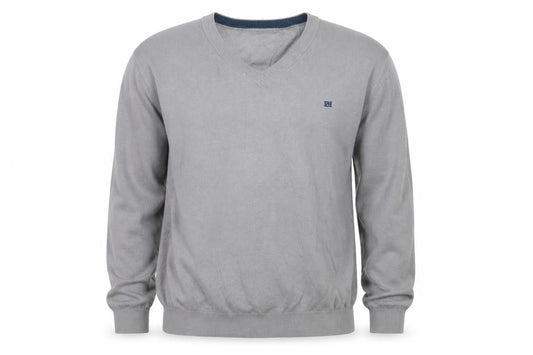 Pedro del Hierro Men's Grey V-Neck Classic Knit Sweatshirt XL