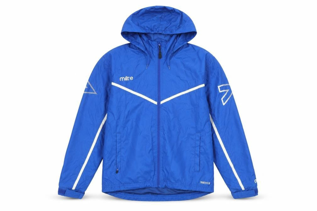 Mitre Boys Blue Windbreaker Hooded Jacket L Lightweight Waterproof