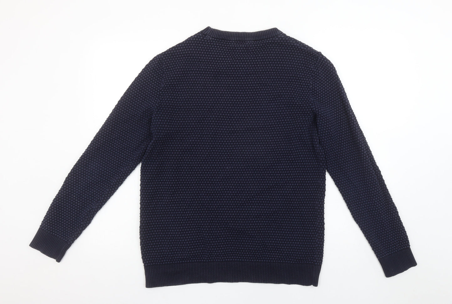 Jack & Jones Men's Blue Cotton Waffle Knit Jumper Size L
