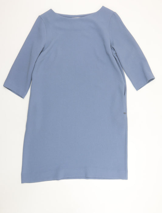 ottod’Ame Women Blue Shift Dress Size 14 Knee Length 3/4 Sleeve