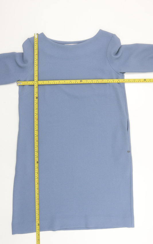 ottod’Ame Women Blue Shift Dress Size 14 Knee Length 3/4 Sleeve