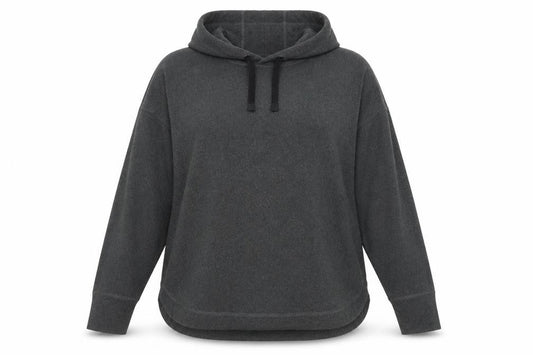 Front view of Dunnes Women’s Grey Pullover Hoodie, size L, Polyester Blend