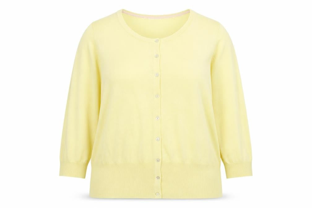 Front view of Linea Women’s Yellow 2XL Lightweight Knit Cardigan