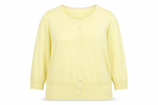 Front view of Linea Women’s Yellow 2XL Lightweight Knit Cardigan
