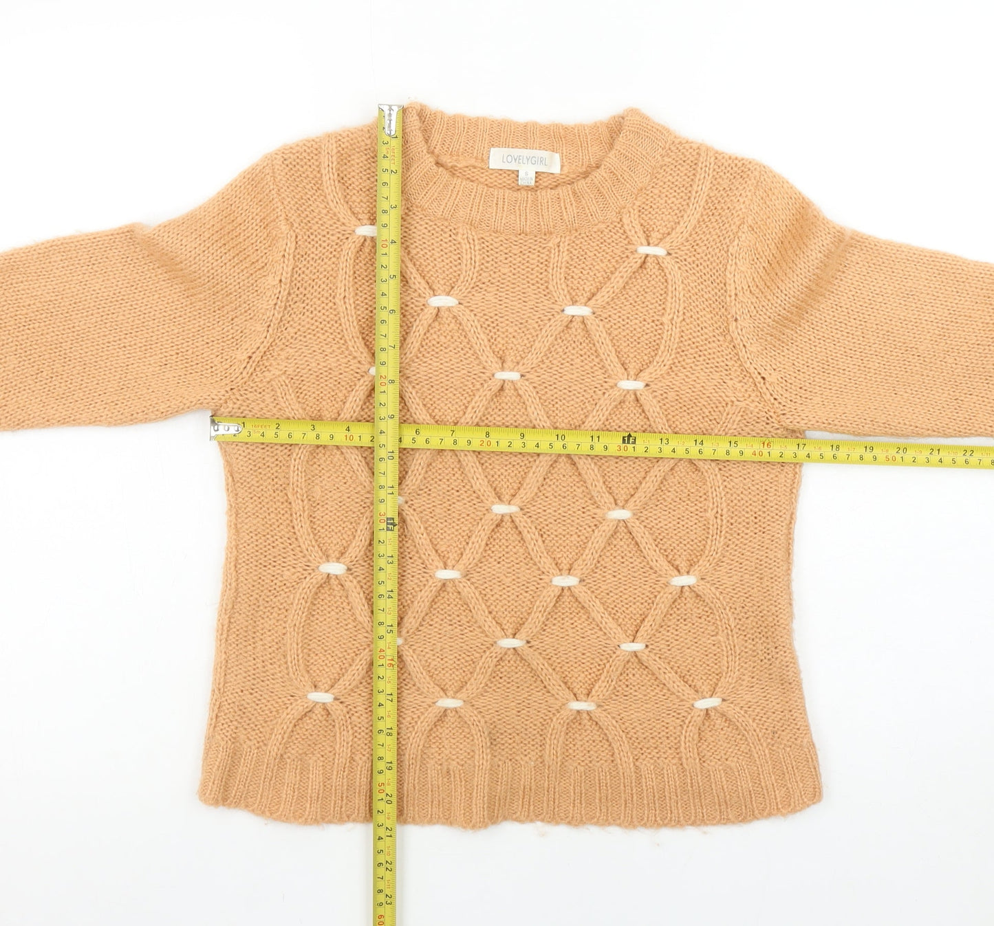 LOVELYGIRL Women's Beige Chunky-Knit Acrylic Jumper Size S