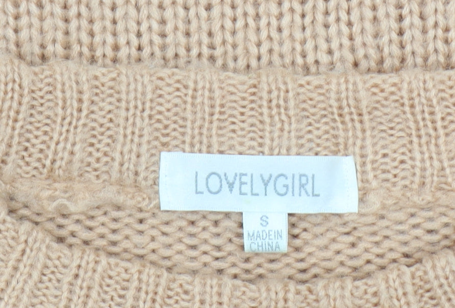 LOVELYGIRL Women's Beige Chunky-Knit Acrylic Jumper Size S