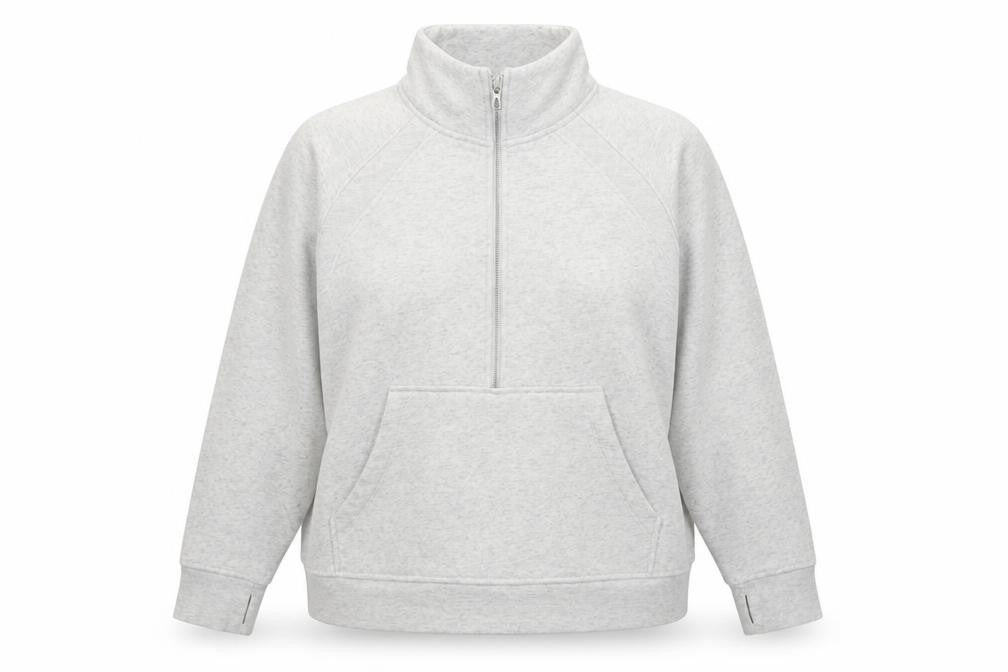 Danskin Womens Grey 1/2 Zip Pullover Sweatshirt XXL Cotton Blend