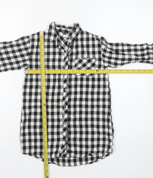 Next Girls Black Check Cotton Button-Up Shirt 5 Years