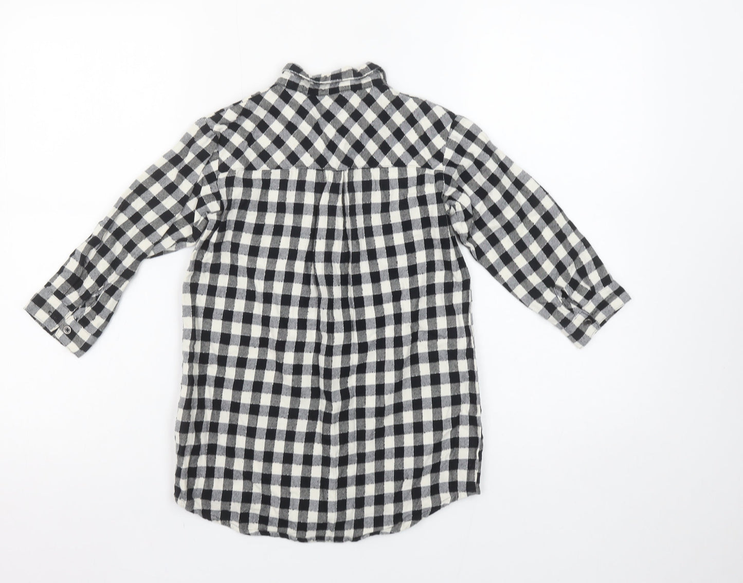 Next Girls Black Check Cotton Button-Up Shirt 5 Years