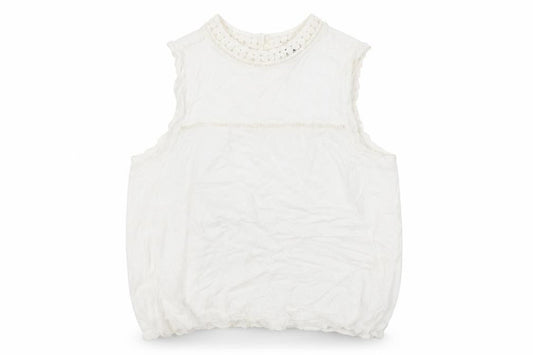 New Look Women’s White Sleeveless Crochet Trim Blouse UK 12