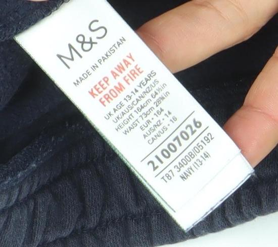 Marks and Spencer Boys Blue Cotton Jogger Sweatpants 13 Years
