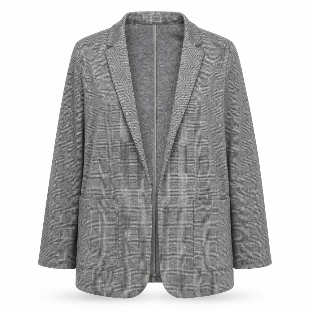Marks and Spencer Women Grey Check Blazer Size 14 Regular Fit