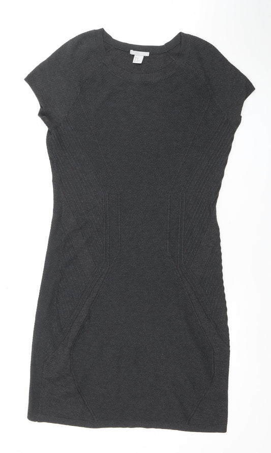 H&M Women Black XS Bodycon Short Sleeve Knit Dress