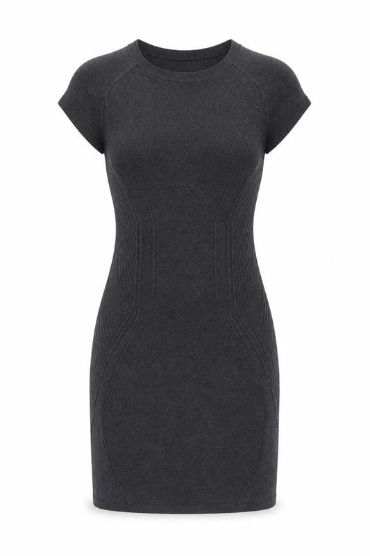 H&M Women Black XS Bodycon Short Sleeve Knit Dress