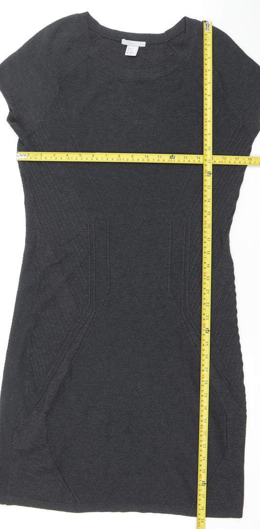 H&M Women Black XS Bodycon Short Sleeve Knit Dress