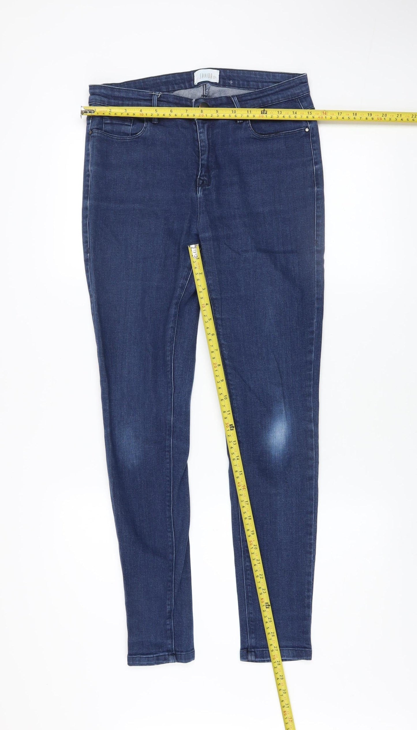 Savida Womens Blue Skinny Mid Rise Stretch Denim Jeans Size 12