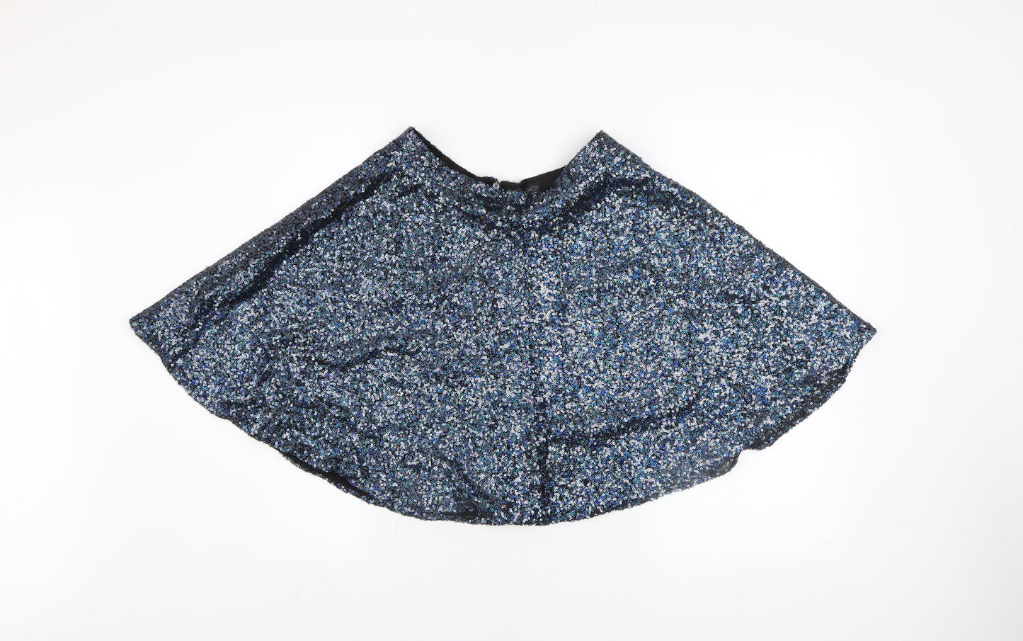 Topshop Women's Black Sequin A-Line Party Skirt Size 10