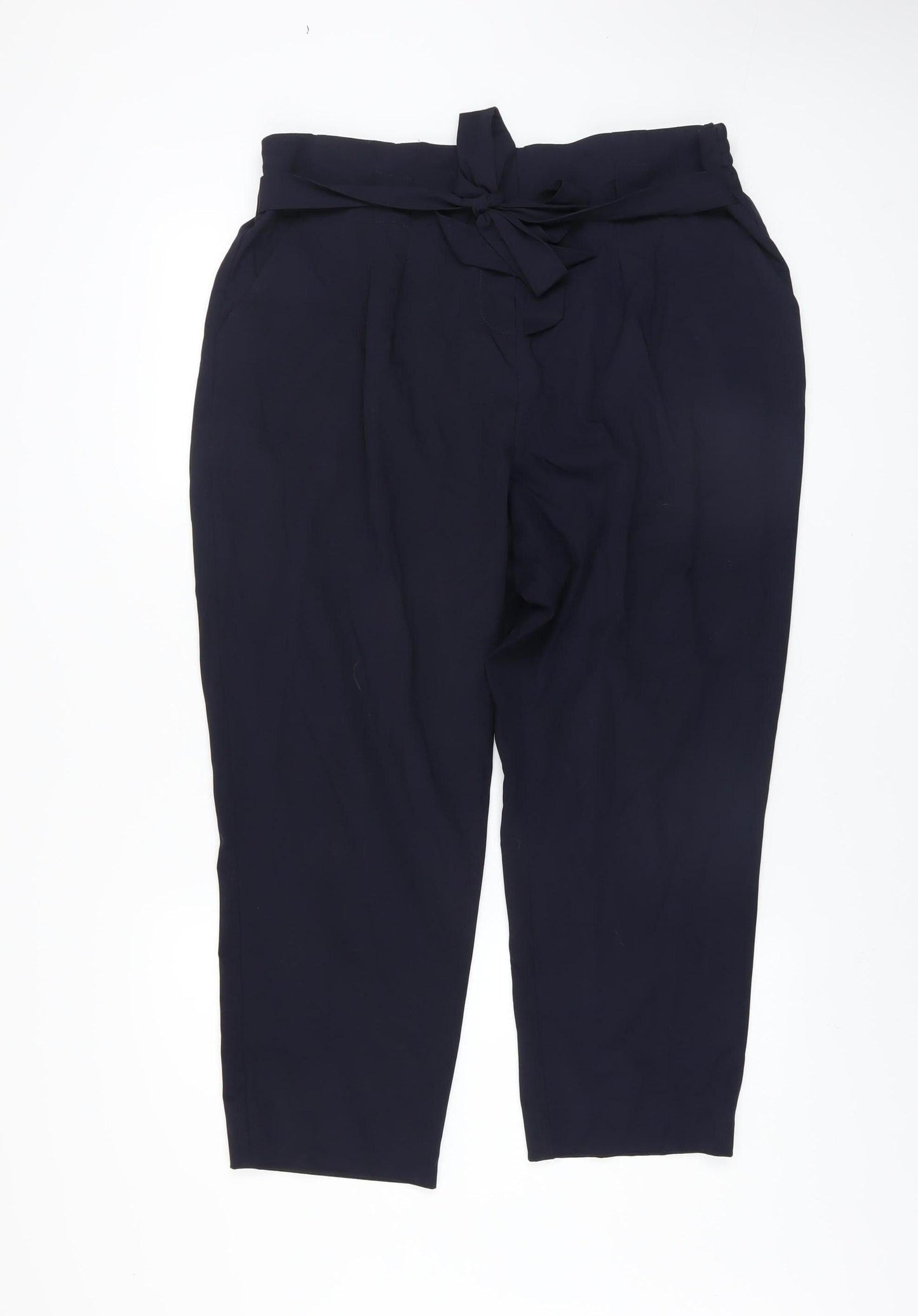 Lipsy Women’s Blue Paperbag High Waist Tapered Trousers Size 18