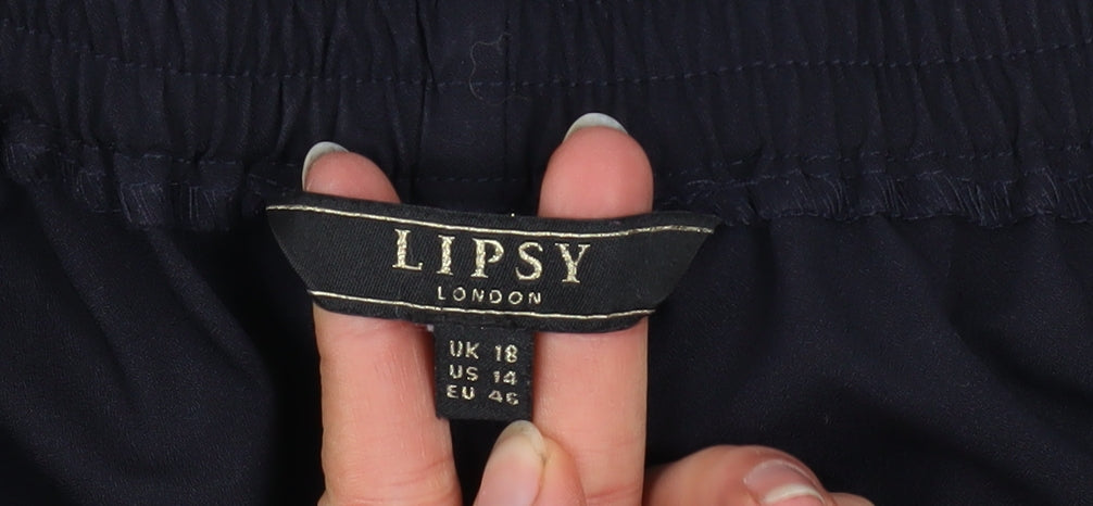 Lipsy Women’s Blue Paperbag High Waist Tapered Trousers Size 18