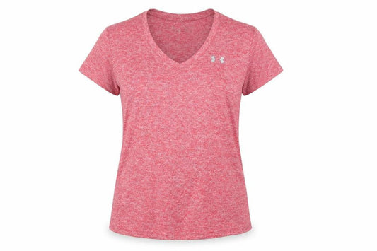 Under Armour Men Red V-Neck Short Sleeve Athletic T-Shirt M