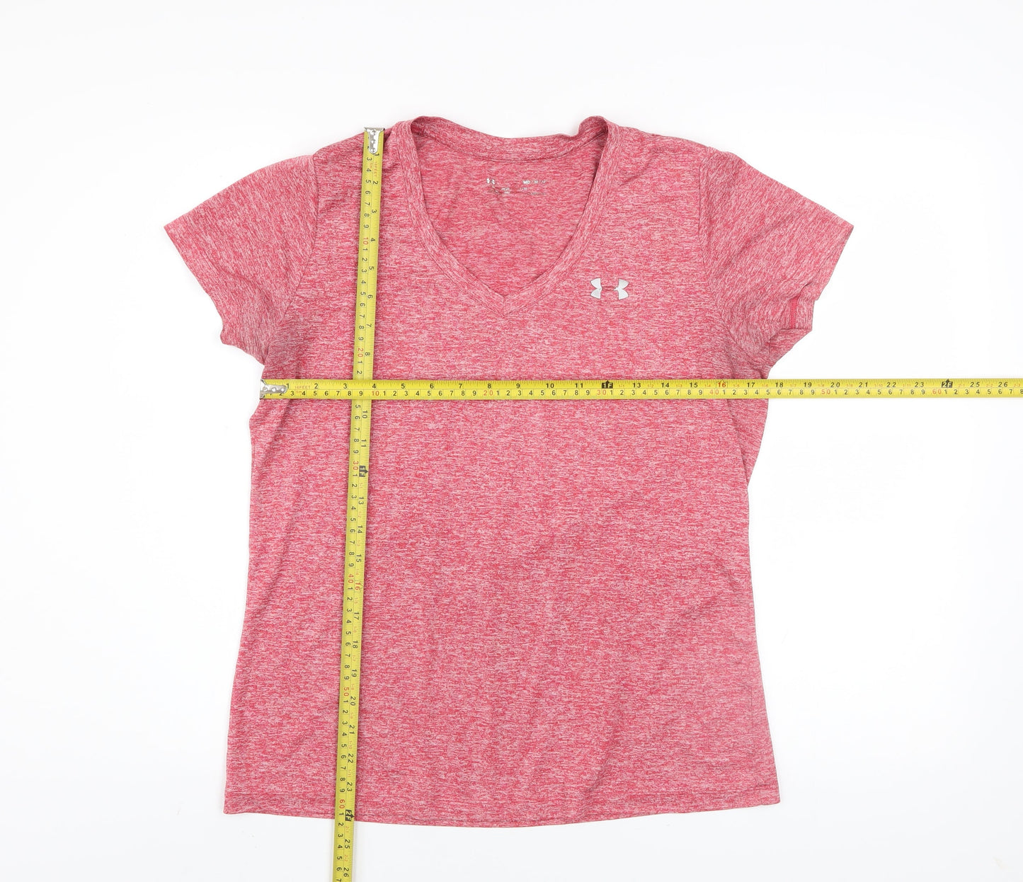 Under Armour Men Red V-Neck Short Sleeve Athletic T-Shirt M
