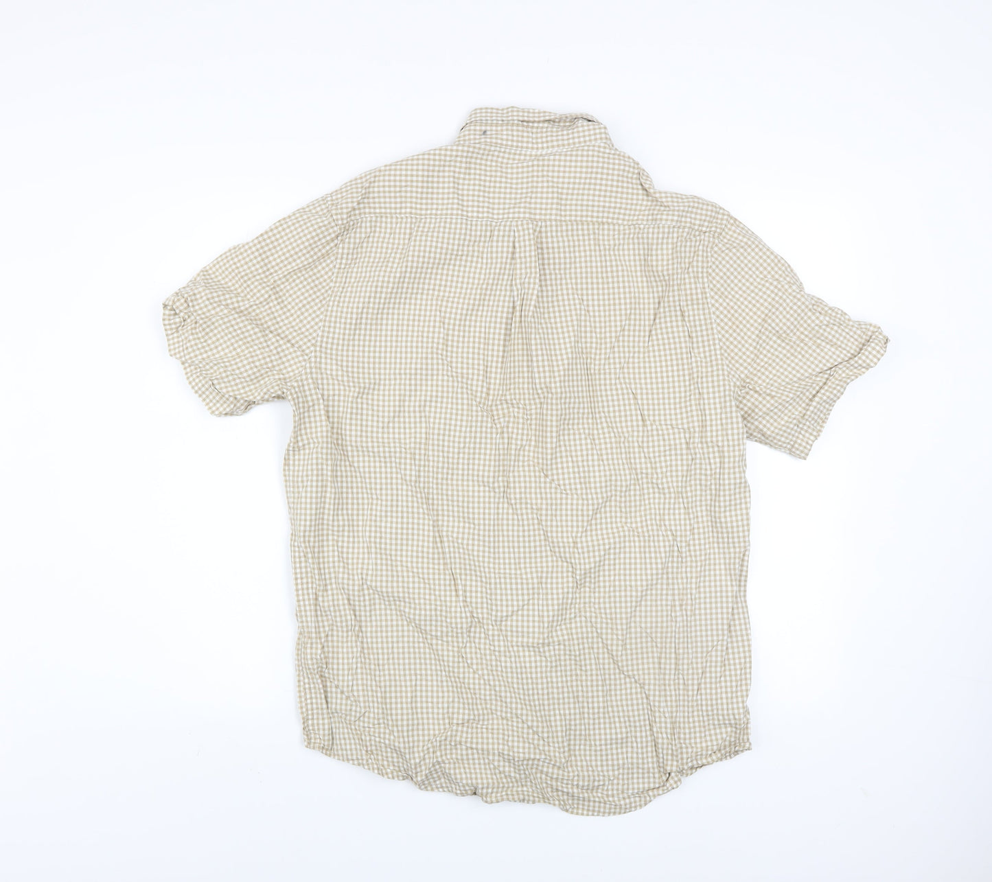 Dunnes Stores Men’s Beige Check Short Sleeve Regular Fit Cotton Shirt L