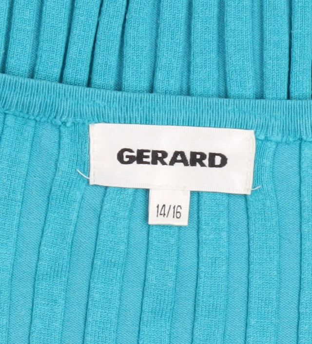 Gerard Women’s Blue Ribbed V-Neck Button Cardigan Size 14