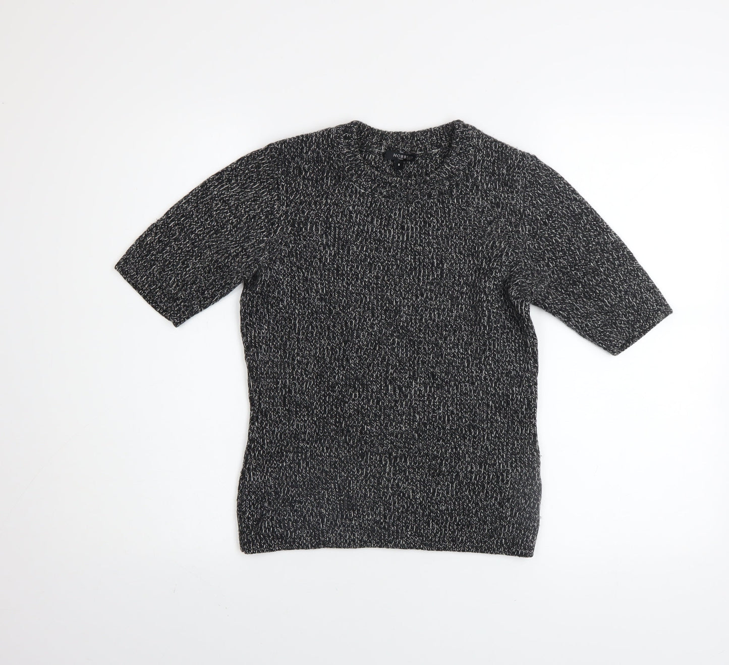 Hobbs Women's Grey Wool Blend Short Sleeve Knit Top Size 8