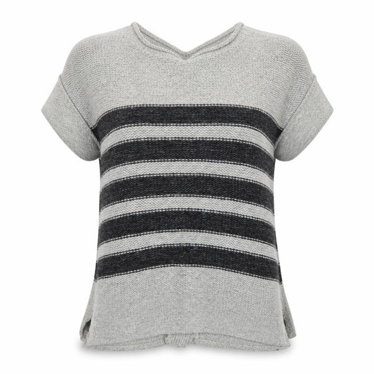 Mint Velvet Womens Grey Striped Short Sleeve Cardigan Size 10