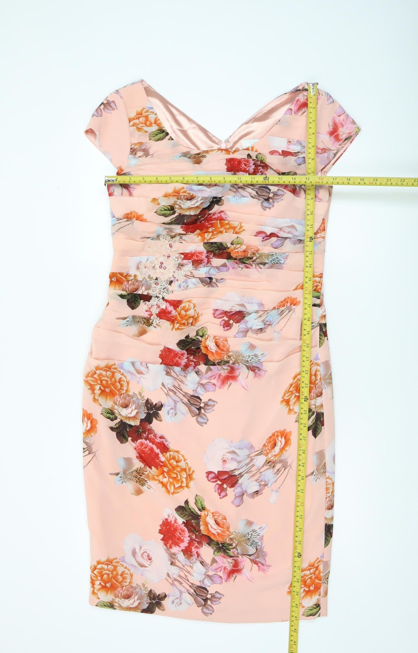 L'Atelier Womens Pink Floral Bodycon Dress Size 14 Elegant Wedding