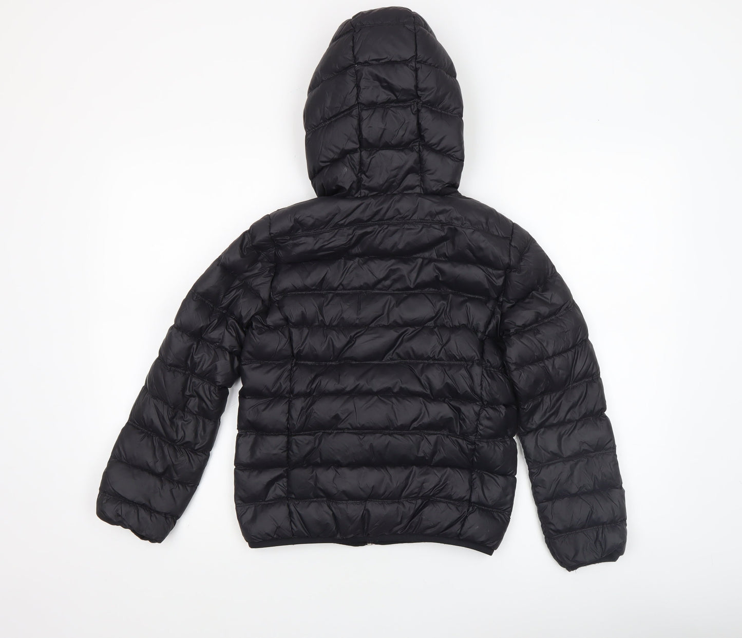Emporio Armani Boys Black Hooded Puffer Jacket 10 Years EA7 Logo Winter Coat